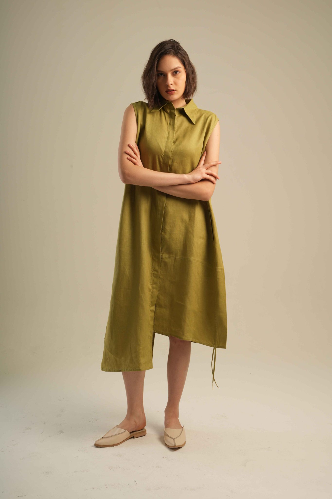 AVERY DRESS IN OLIVE GREEN_11zon